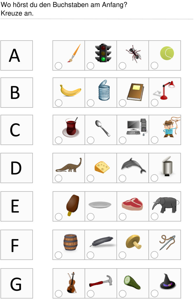 Übungsblatt zu Anlaute