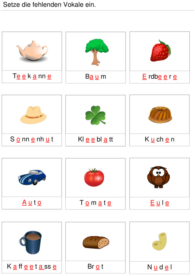 Trennpunkte über Vokalen 5 Buchstaben www.klassenarbeiten.de