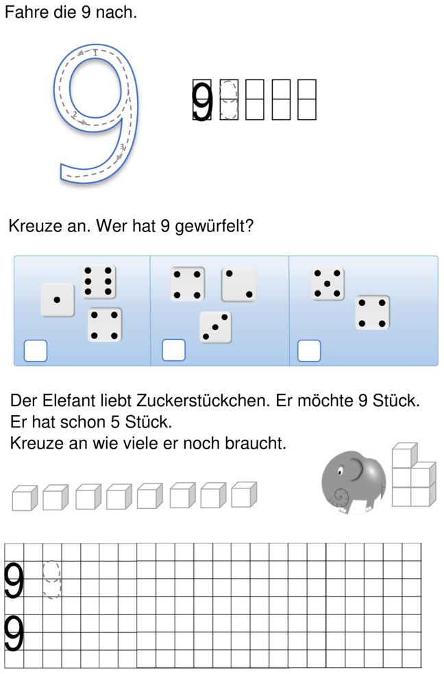 Arbeitsblatt Zahlen 1 10