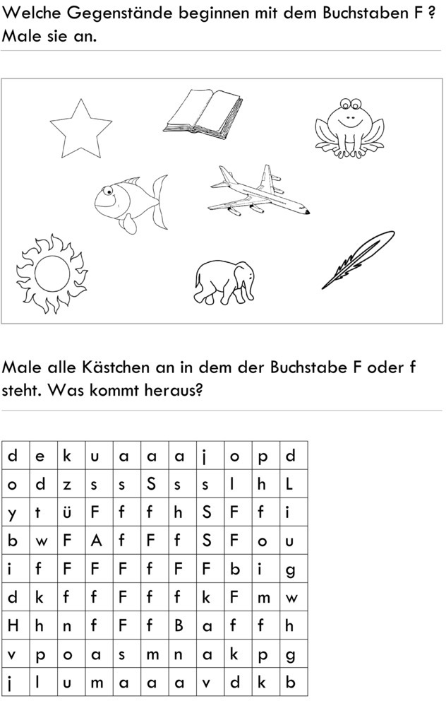 Übungsblatt zu Buchstaben