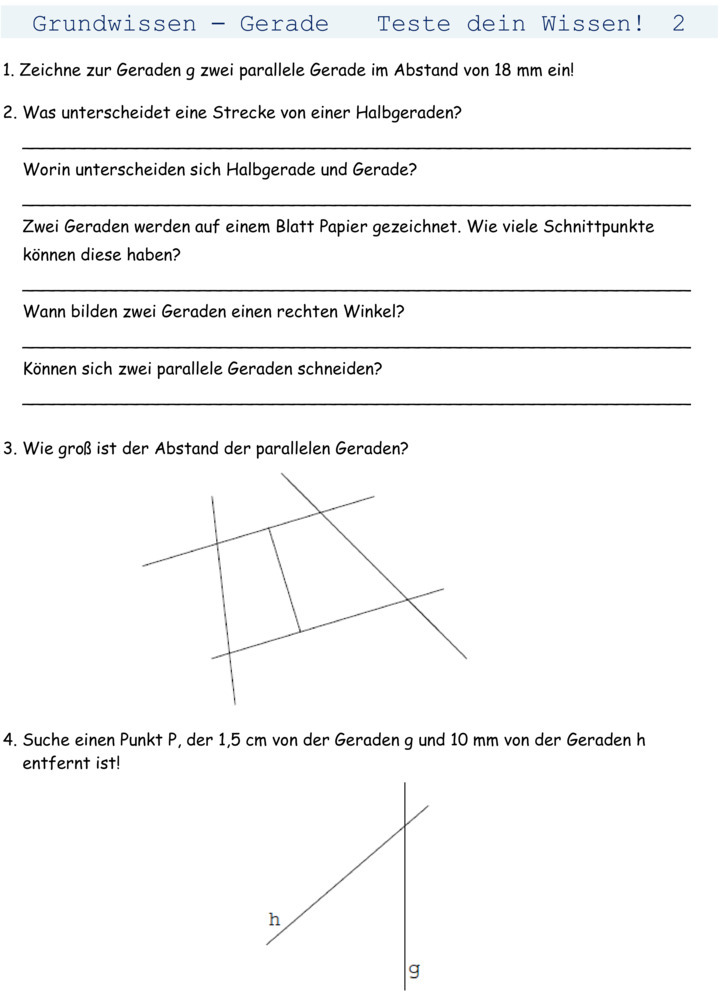 Übungsblatt zu Geometrie [6. Klasse]