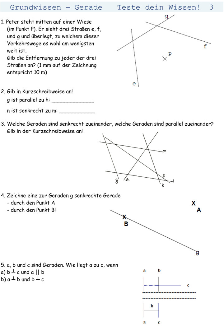Übungsblatt zu Geometrie [6. Klasse]
