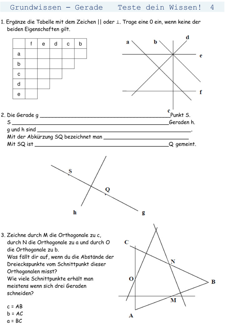 Übungsblatt zu Geometrie [6. Klasse]