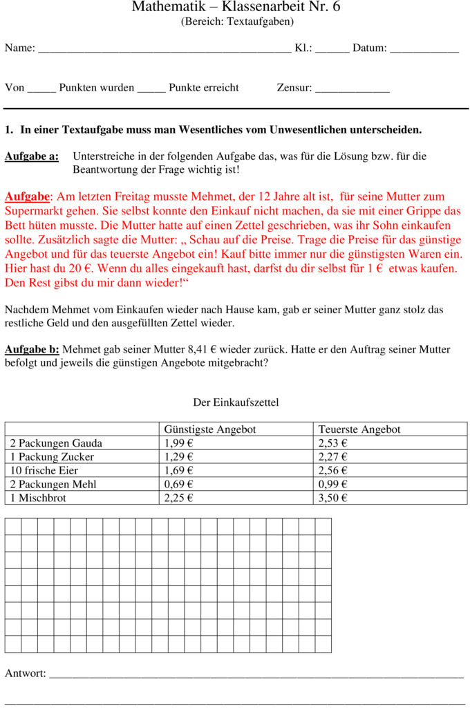 grundschule 4 klasse mathematik sachaufgaben