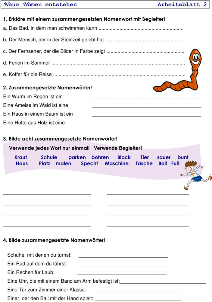 Übungsblatt zu Zusammengesetzte Nomen