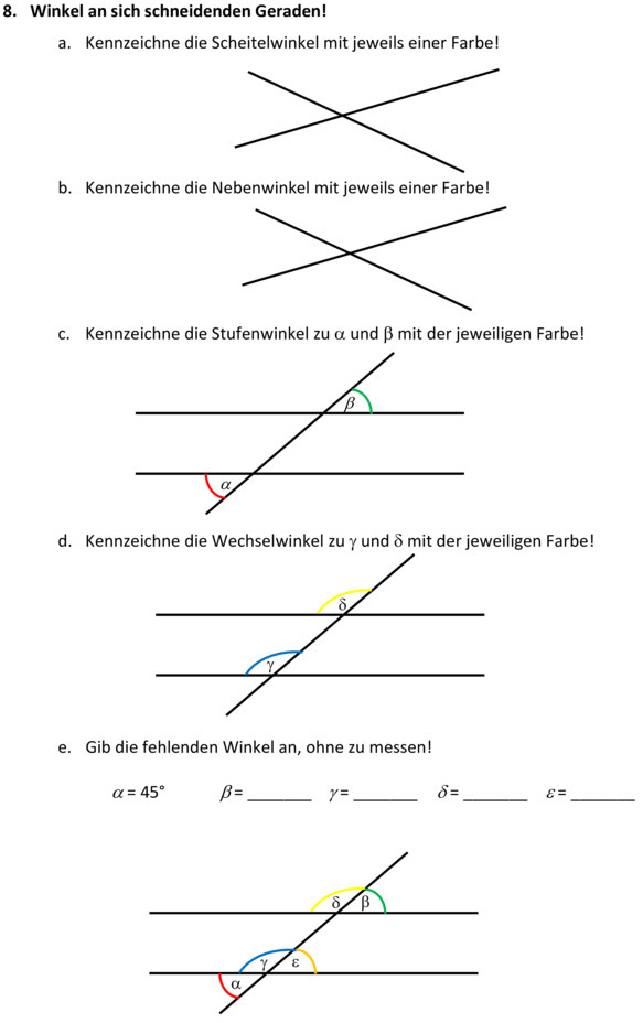 Klassenarbeit zu Winkel
