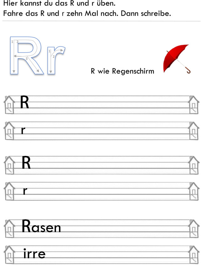 Übungsblatt zu Buchstaben