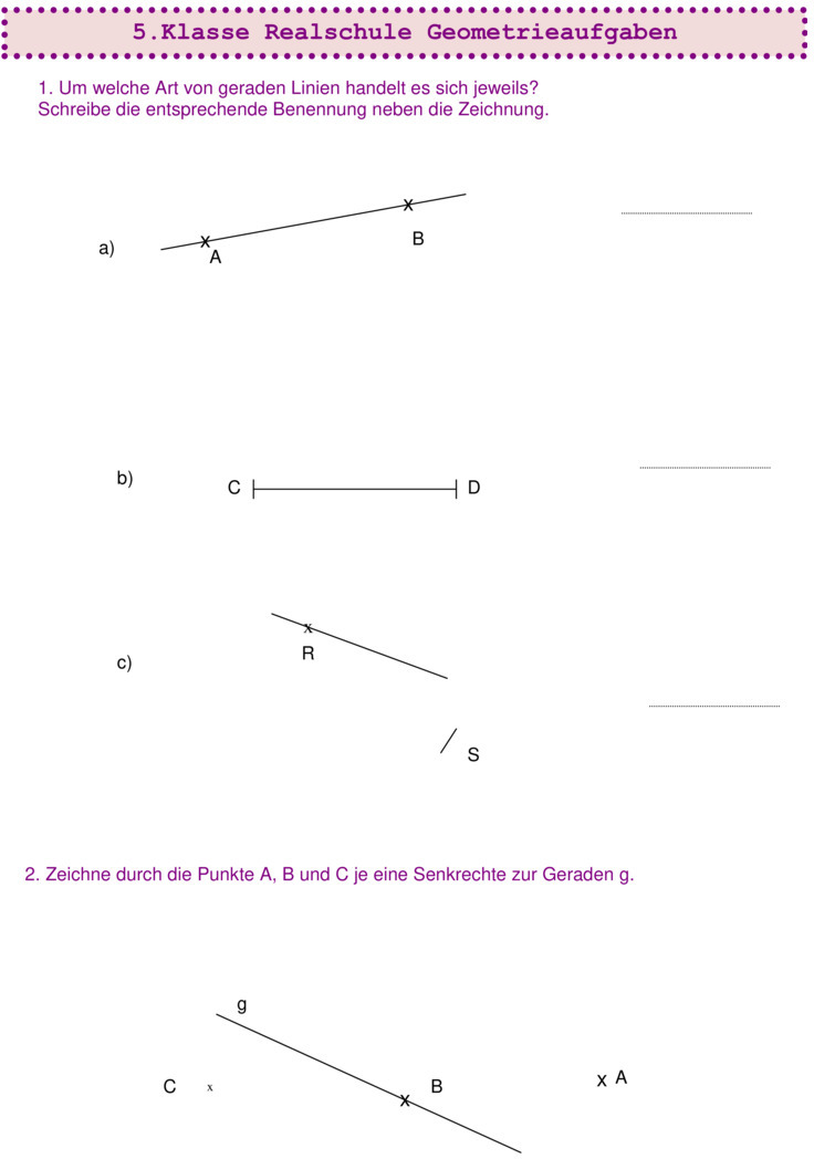 Mathe Arbeitsblätter Klasse 6 Geometrie Zum Ausdrucken Übungsblatt zu Geometrie