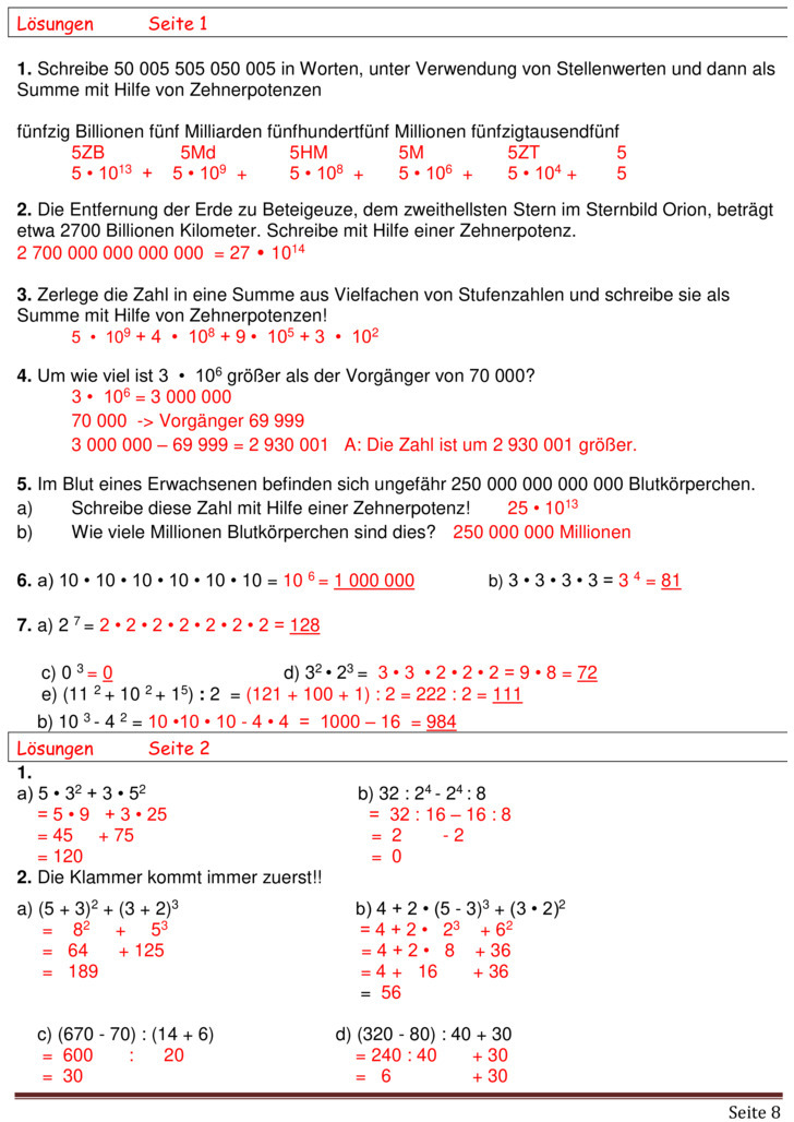 Übungsblatt zu Natürliche Zahlen