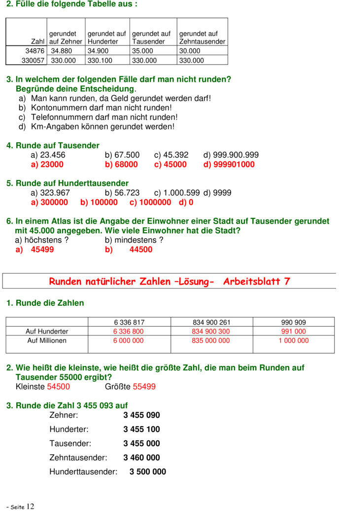Übungsblatt zu Natürliche Zahlen