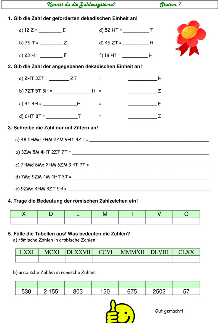 Übungsblatt zu Zahlensysteme