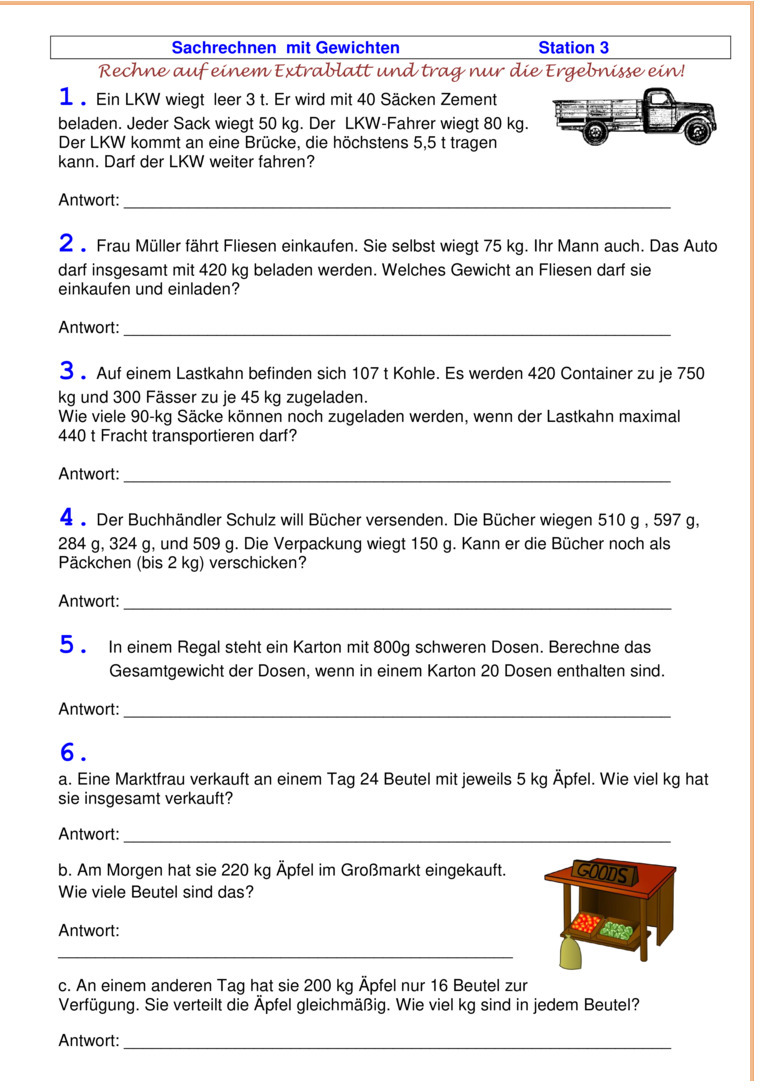 Übungsblatt zu Textaufgaben und Zweisatz