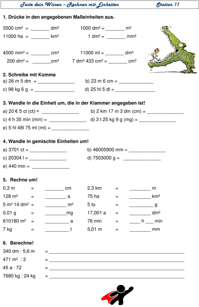 Übungsblatt zu Größen und Maßeinheiten