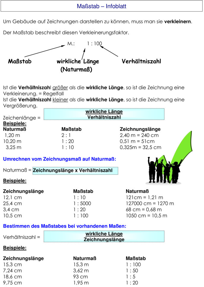 Übungsblatt zu Maßstab