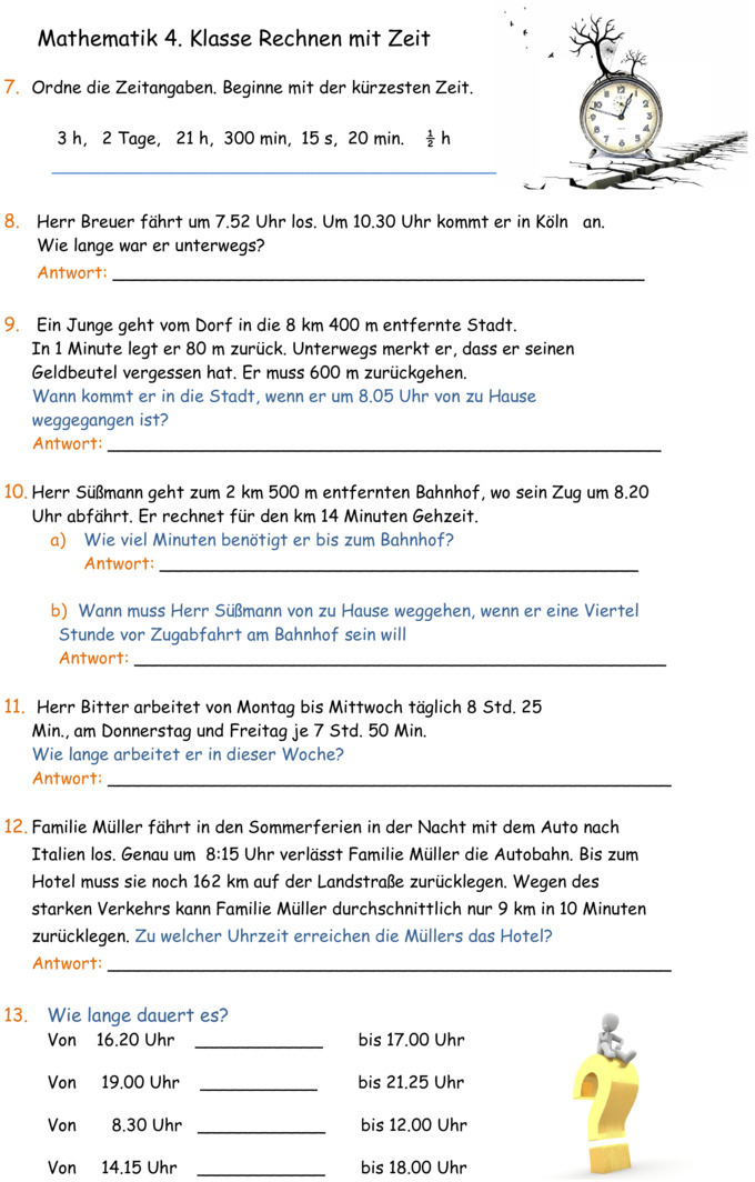 Übungsblatt zu Zeit