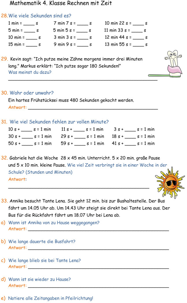 Übungsblatt zu Zeit