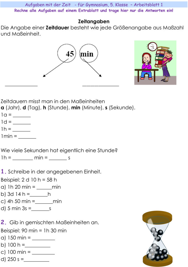 Übungsblatt zu Zeit