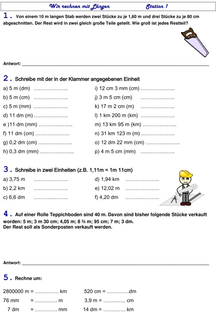 Übungsblatt zu Längen