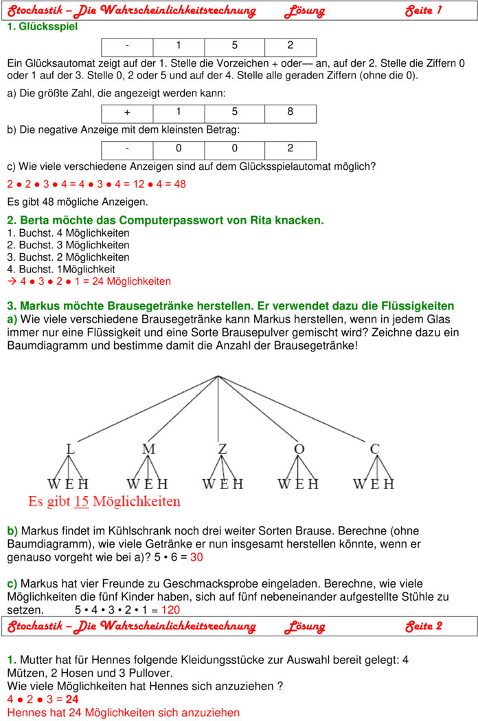 Stochastik Aufgaben Abitur Mit Lösungen Pdf Übungsblatt zu Stochastik (Zählprinzip)