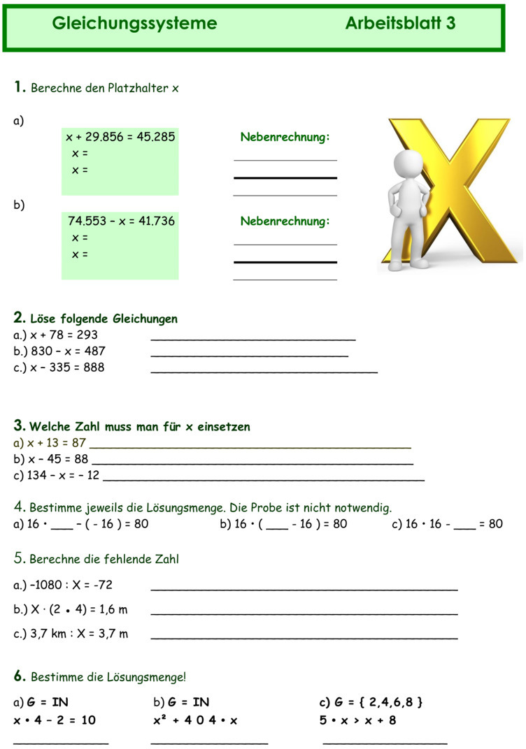 Terme Und Gleichungen Aufgaben Mit Lösungen Pdf Übungsblatt zu Gleichungen und Terme