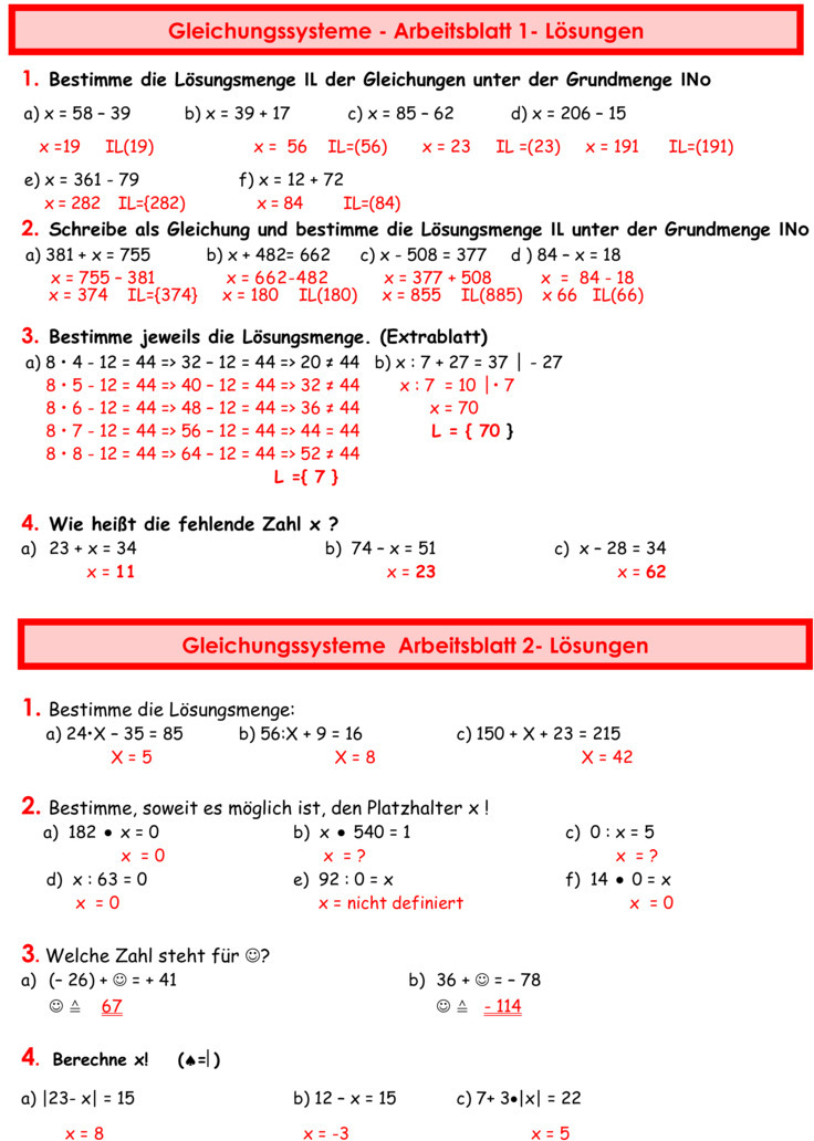 Mathematik Klasse 7 Gymnasium Terme Und Gleichungen Übungsblatt zu Gleichungen und Terme