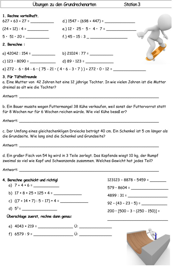 Übungsblatt zu Grundrechenarten