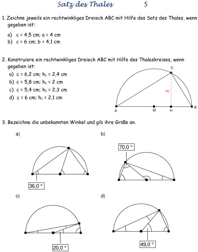 Übungsblatt zu Geometrie [7. Klasse]