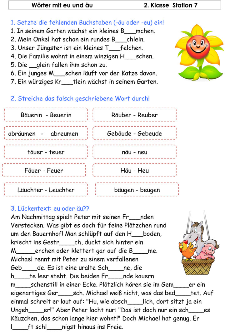 Übungsblatt zu Rechtschreibung [2. Klasse]
