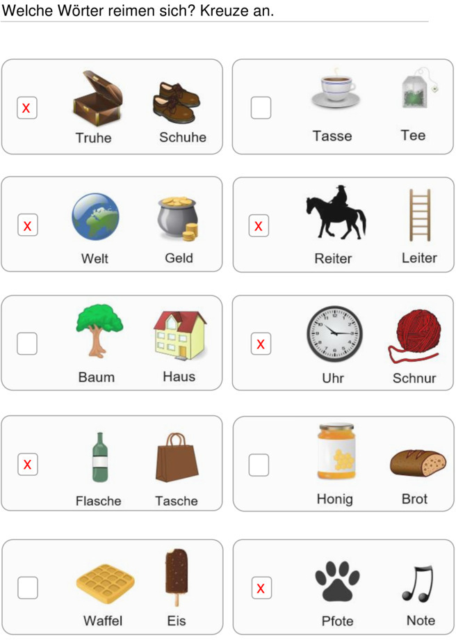 Übungsblatt zu Reimwörter