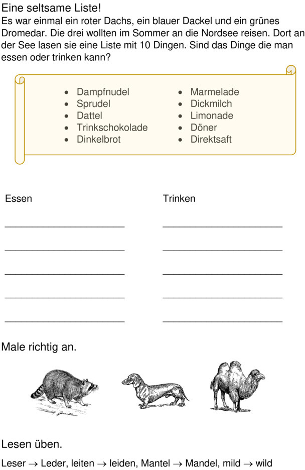 Übungsblatt zu Buchstaben