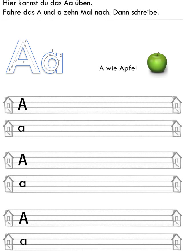 Übungsblatt zu Buchstaben