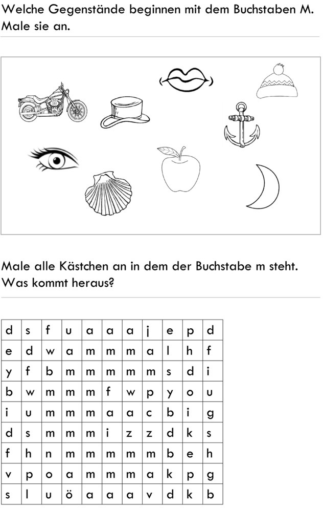 Übungsblatt zu Buchstaben