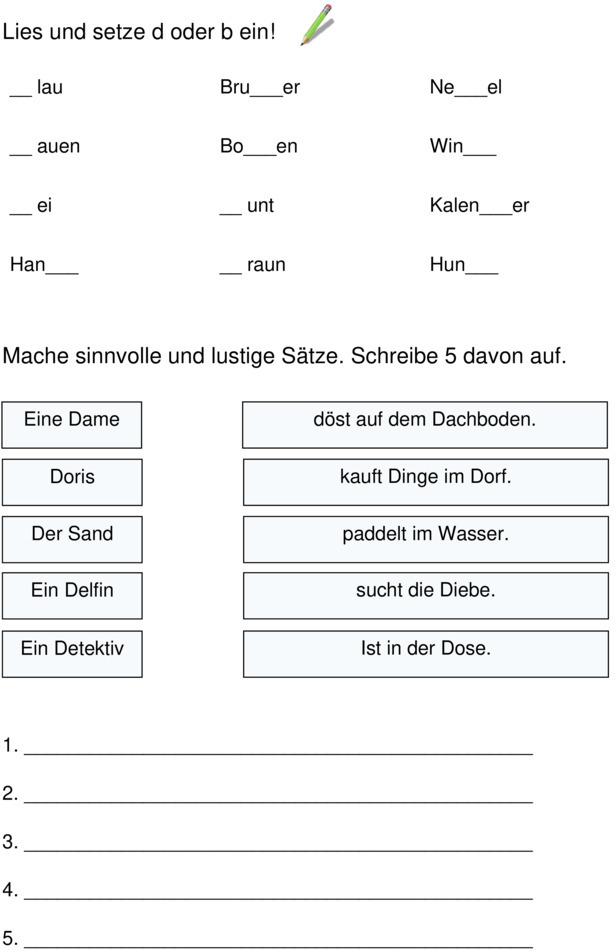 Übungsblatt zu Rechtschreibung [Grundschule]