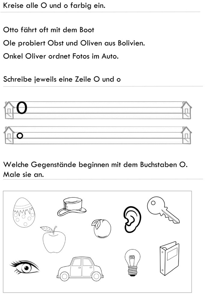 Übungsblatt zu Buchstaben
