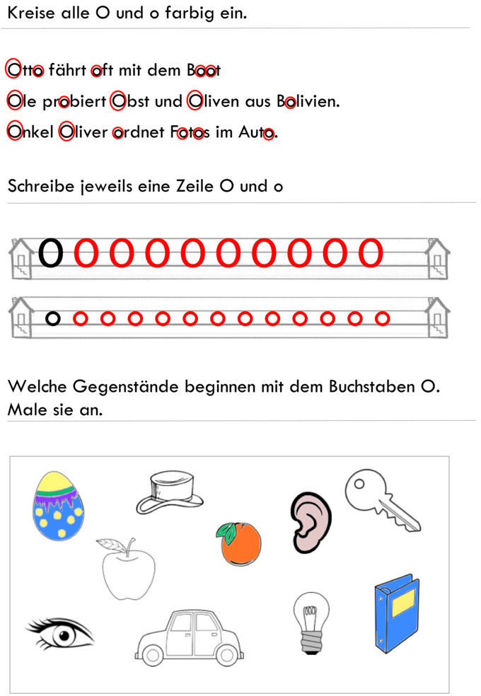 Übungsblatt zu Buchstaben