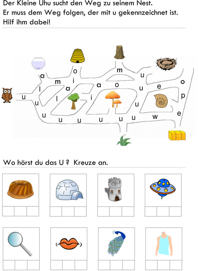 Übungsblatt zu Buchstaben