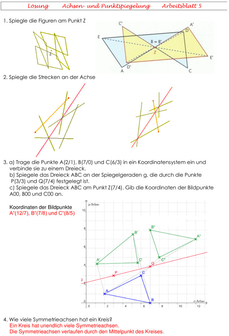 Übungsblatt zu Geometrie [6. Klasse]