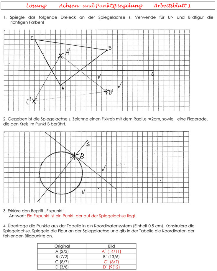Übungsblatt zu Geometrie [6. Klasse]