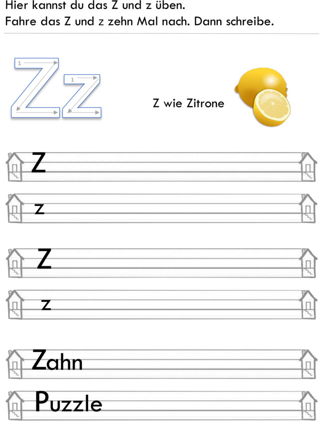 Übungsblatt zu Buchstaben