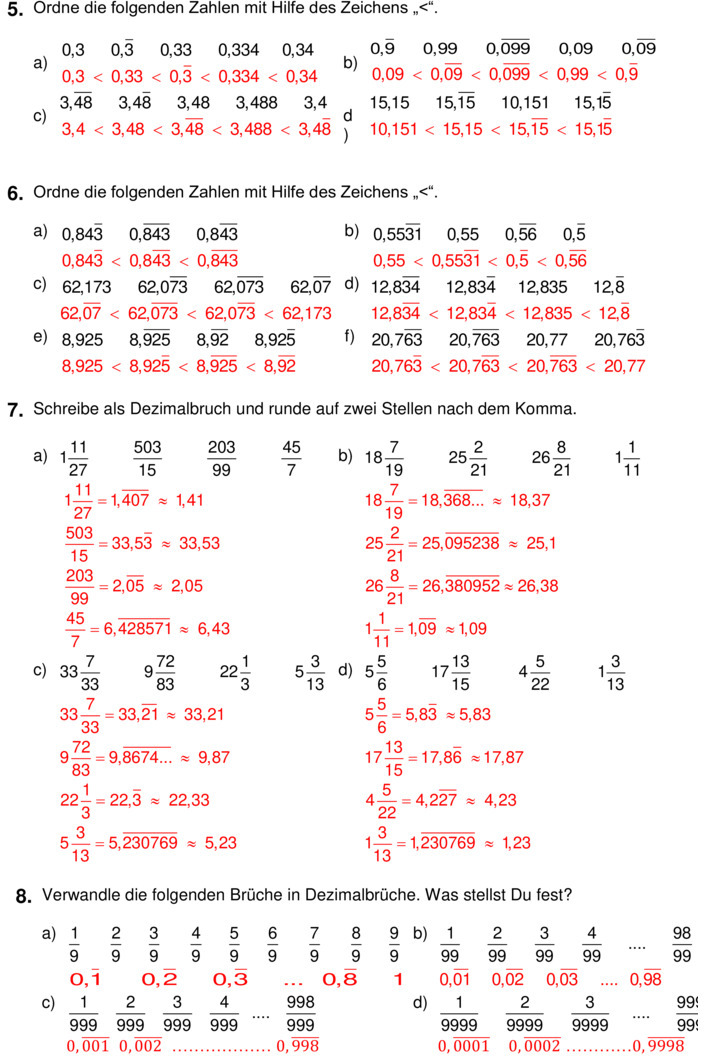 Übungsblatt zu Dezimalzahlen Übungsblatt zu Dezimalzahlen