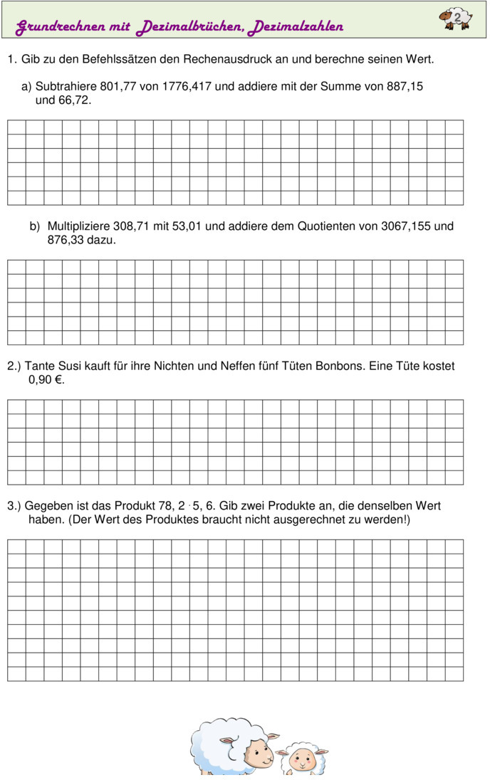 Dezimalzahlen Multiplizieren Und Dividieren 6. Klasse übungen Pdf Übungsblatt zu Dezimalzahlen