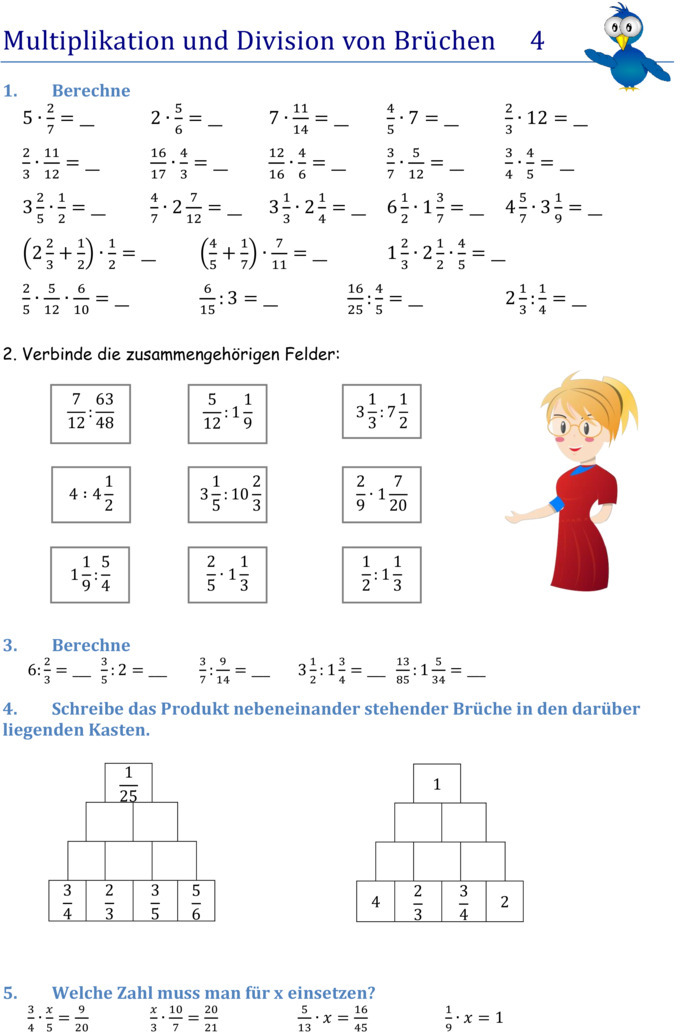Bruchrechnen Mit Klammern übungen Und Lösungen Übungsblatt zu Bruchrechnen