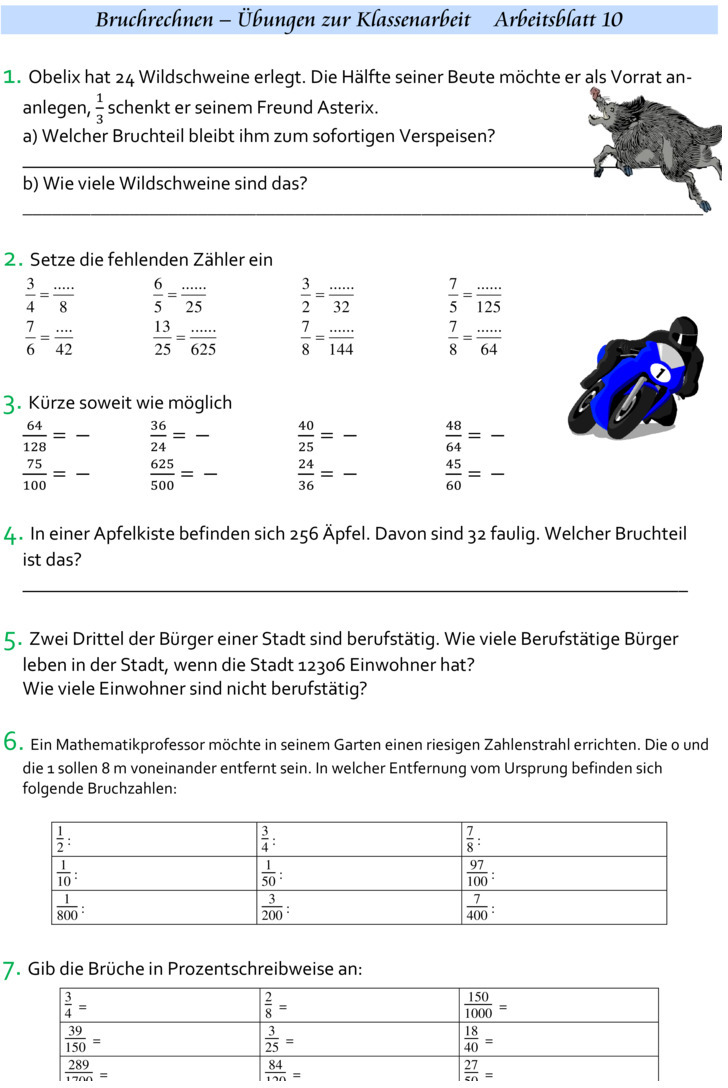 Übungsblatt zu Bruchrechnen