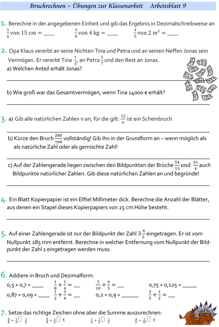  bungsblatt zu bruchrechnen