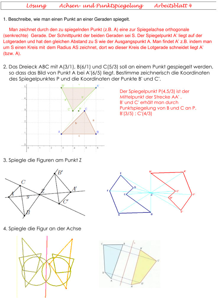 Ãœbungsblatt zu Geometrie 6. Klasse