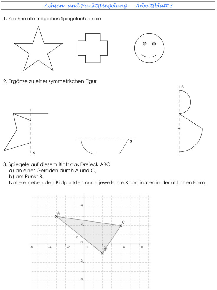 Übungsblatt zu Geometrie [6. Klasse]
