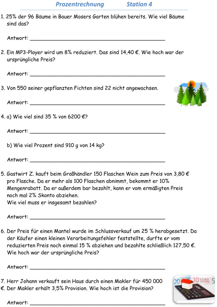 Übungsblatt zu Prozentrechnung