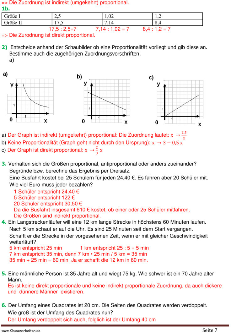 Proportionale Zuordnungen Aufgaben Mit Lösungen Klasse 7 Pdf Übungsblatt zu Proportionale Zuordnungen