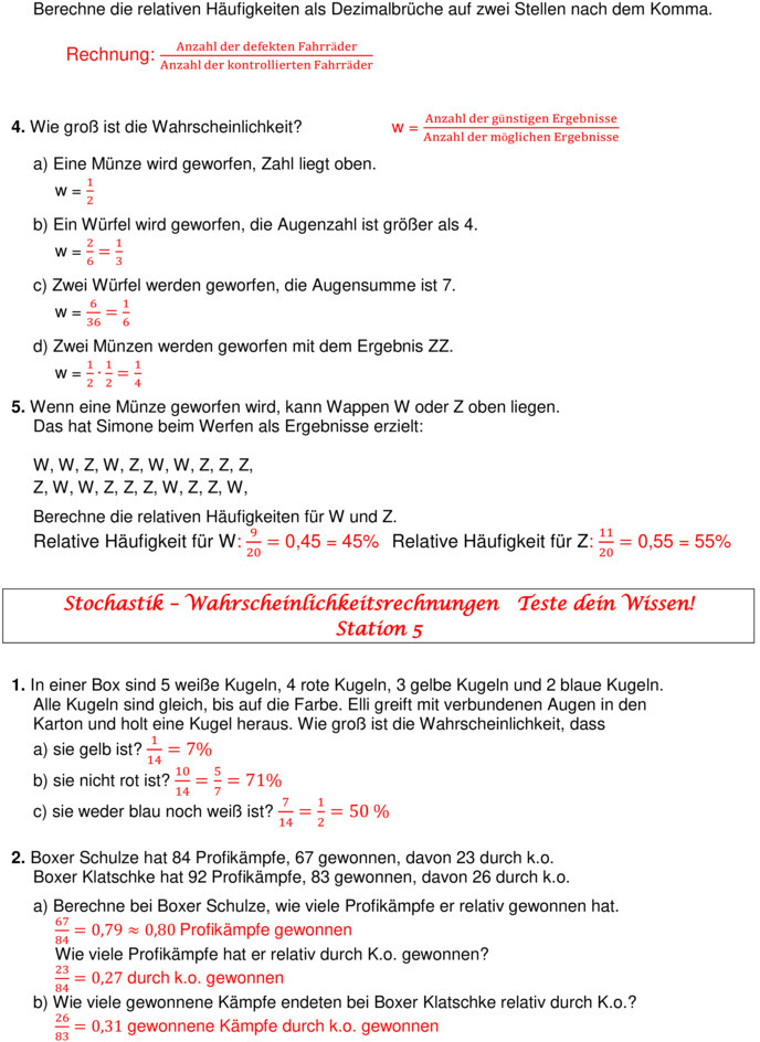 Häufigkeit Und Wahrscheinlichkeit Klasse 4 Übungsblatt zu Wahrscheinlichkeit