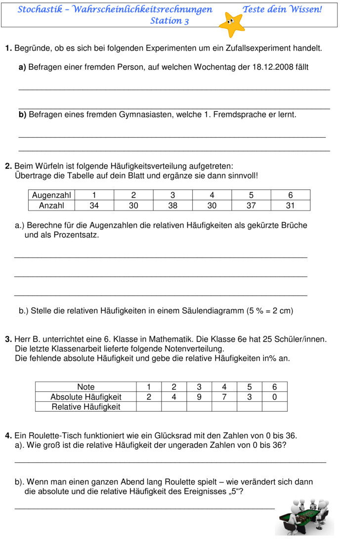 Aufgaben Zu Wahrscheinlichkeitsrechnung Mit Lösung Übungsblatt zu Wahrscheinlichkeit